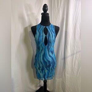 Alannah Bodycon Dress In Tropical Rave Small Blue